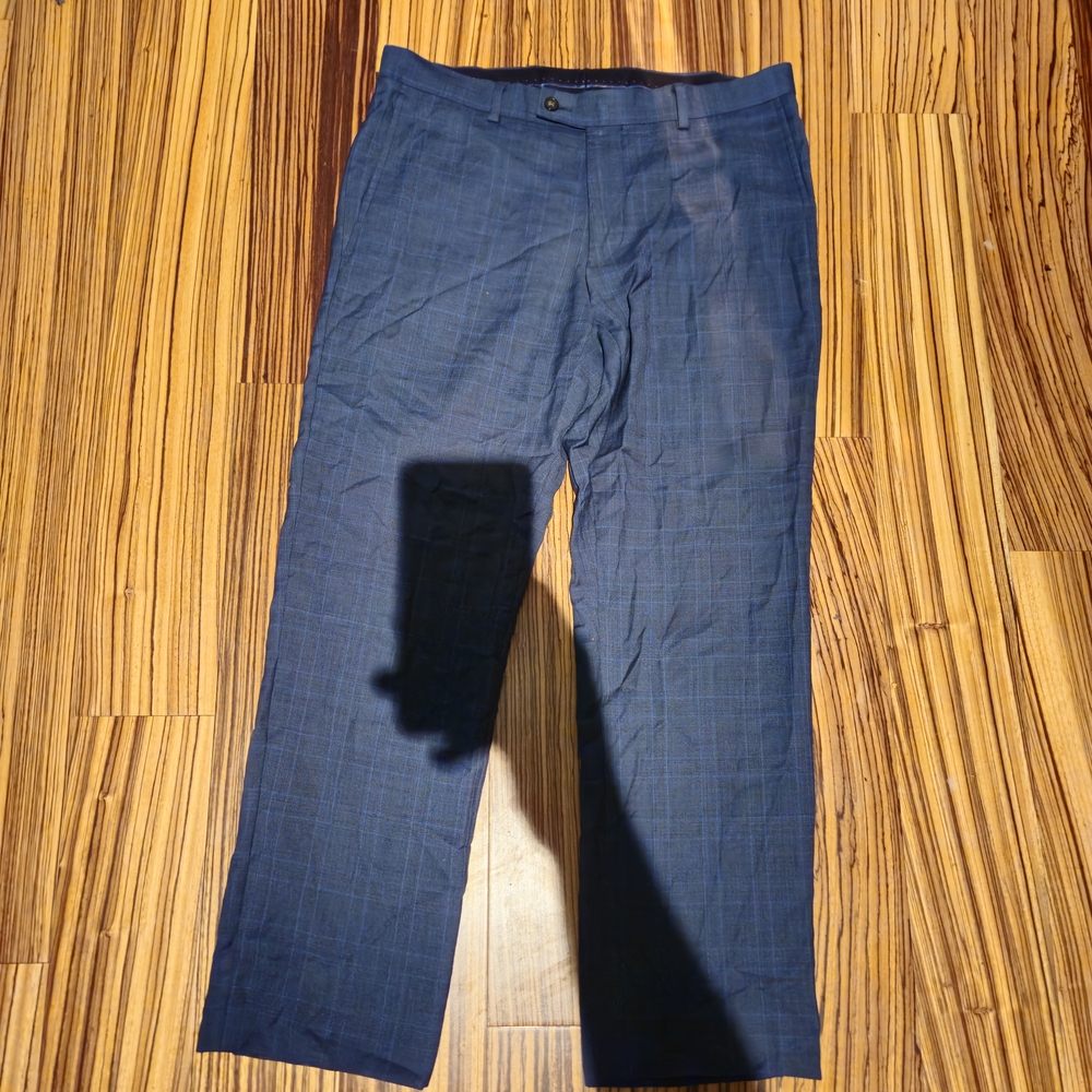 Men's 100% Wool Ted Baker Blue Plaid Pants